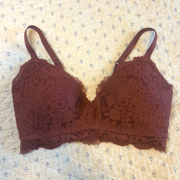 Aerie Real Happy Lightly Lined Bluegrass Lace Bra - Picture 1 of 8